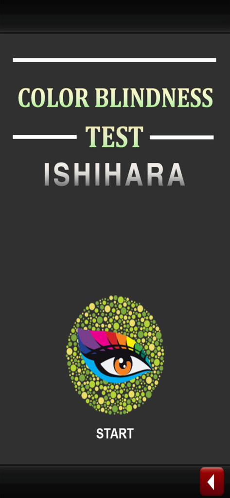 Color Blindness Test Ishihara - Pantalla de inicio de la aplicación Test de Daltonismo Ishihara