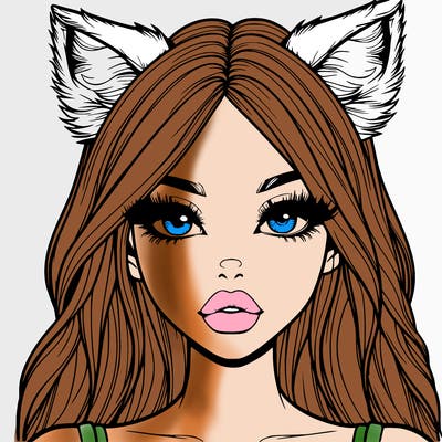 realistic girl with fox ears and realistic lips