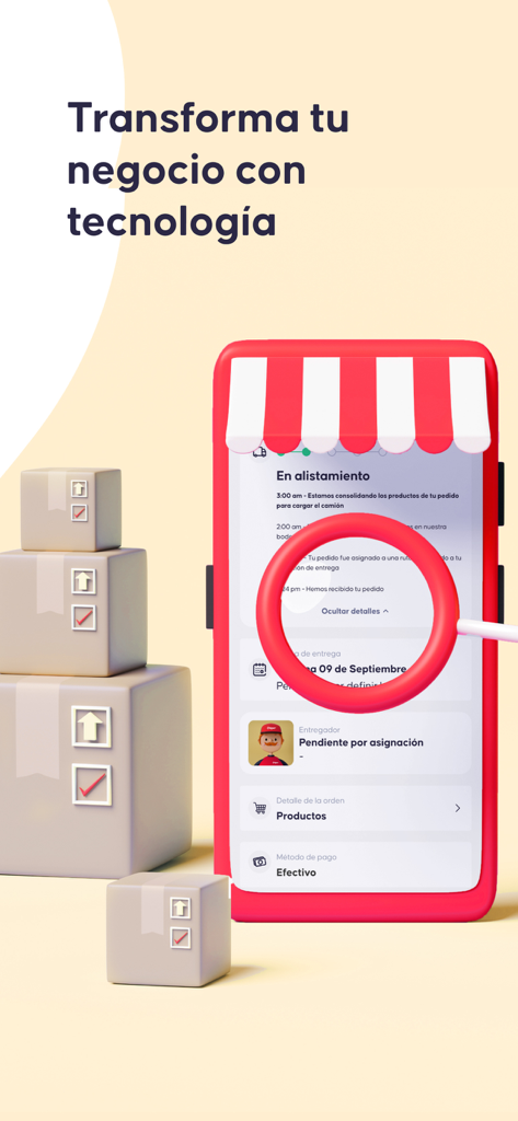 Chiper app interface for tracking retail inventory orders on a smartphone