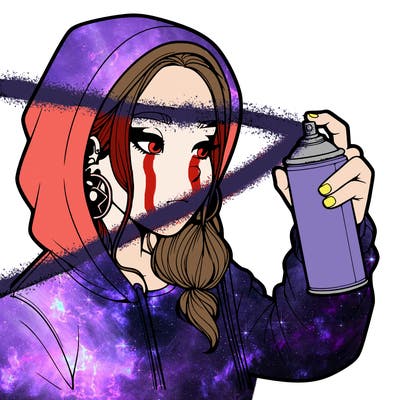 a realistic girl, spray painting