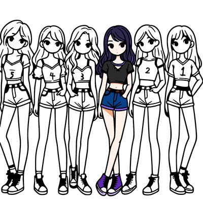 a group of girls wearing crop tops and shorts