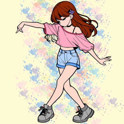 realistic girl danceing