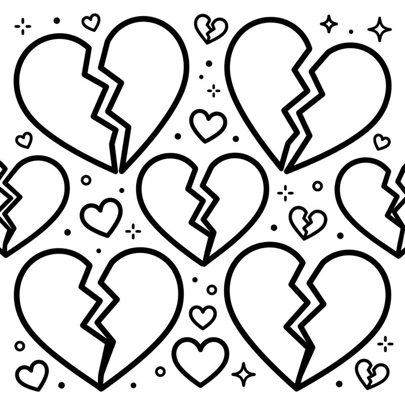 Dive into a world of simple shapes and big fun with our Broken Hearts coloring page, specially designed for toddlers. This engaging activity helps young children develop fine motor skills while exploring their creativity.