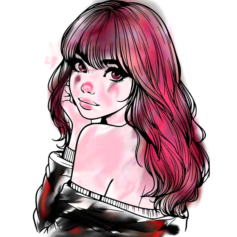 realistic girl with bangs looking over her shoulder