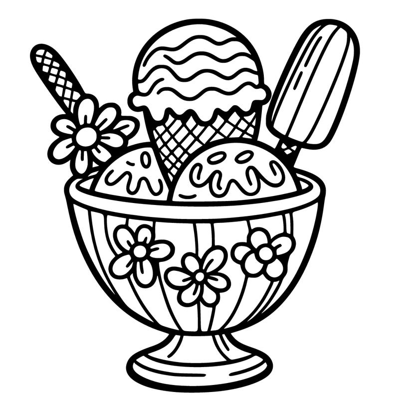 ice cream in a flower bowl