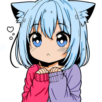 shy anime catgirl