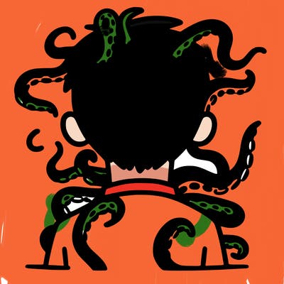 a silhouette of a man with tentacles coming out of the back of his head