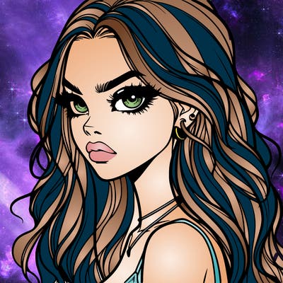 a realistic girl with siren eyes and looks badass