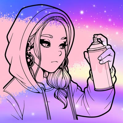 a realistic girl, spray painting