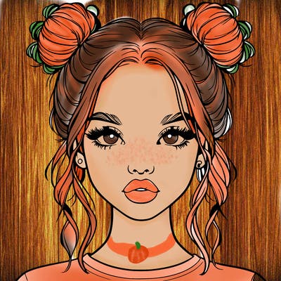 realistic girl with two buns in hair and lips