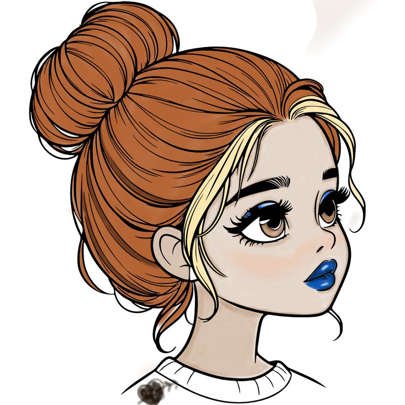 realistic girl with bun