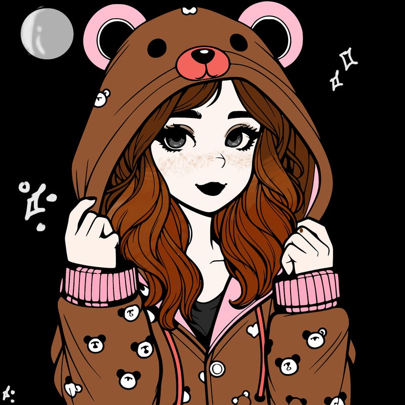 realistic girl in a animal pjs hoodie