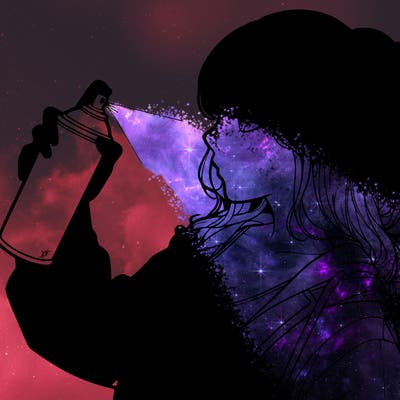 a realistic girl spray, painting