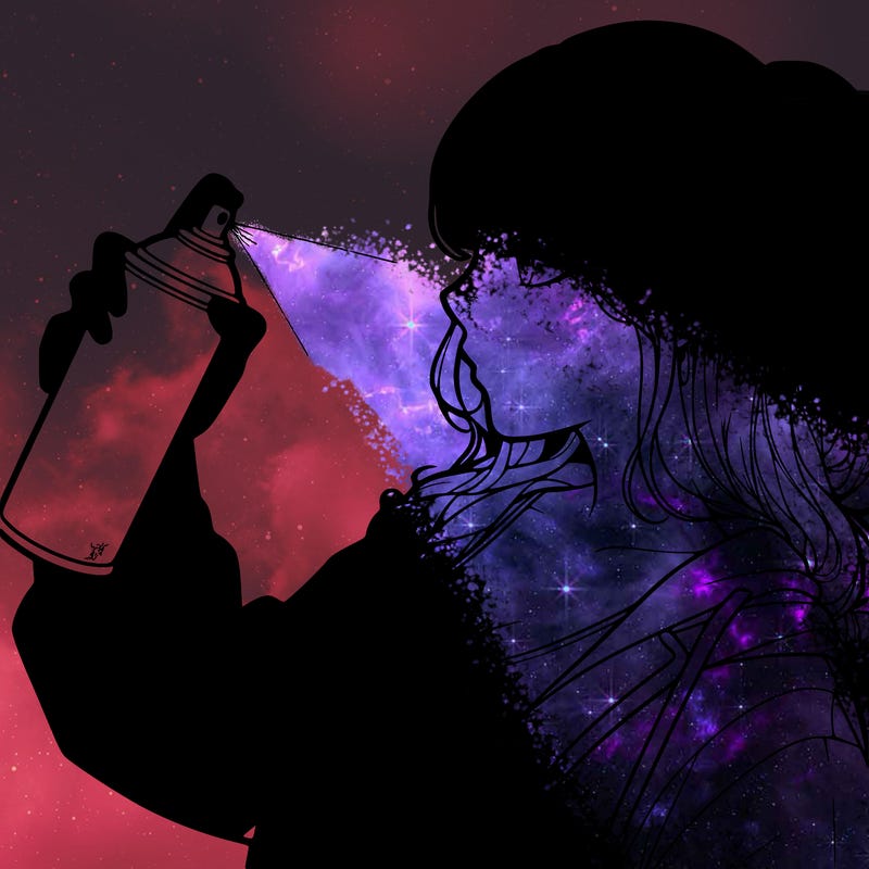 a realistic girl spray, painting