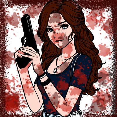 realistic  pretty girl with a  gun
