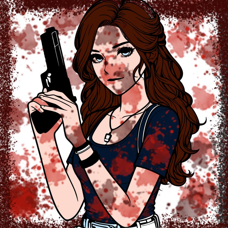 realistic  pretty girl with a  gun