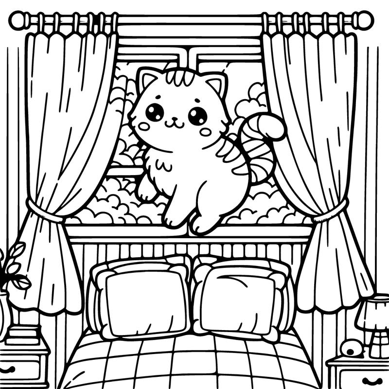 the cat on the curtains in the rooms