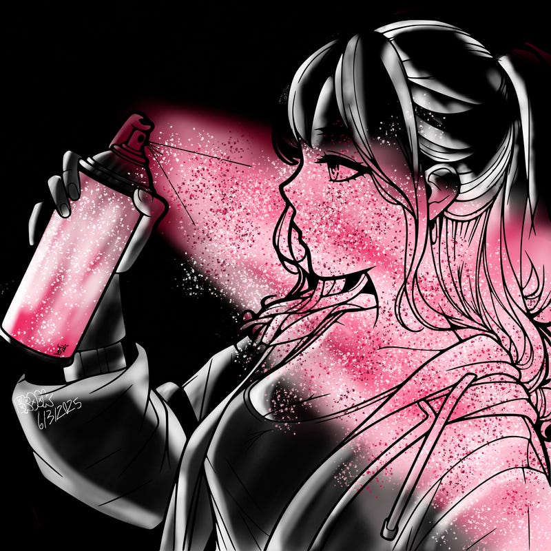 a realistic girl spray, painting