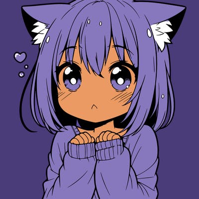 shy anime catgirl