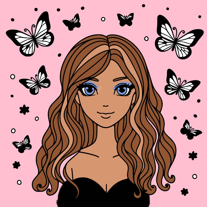 woman with butterfly hair