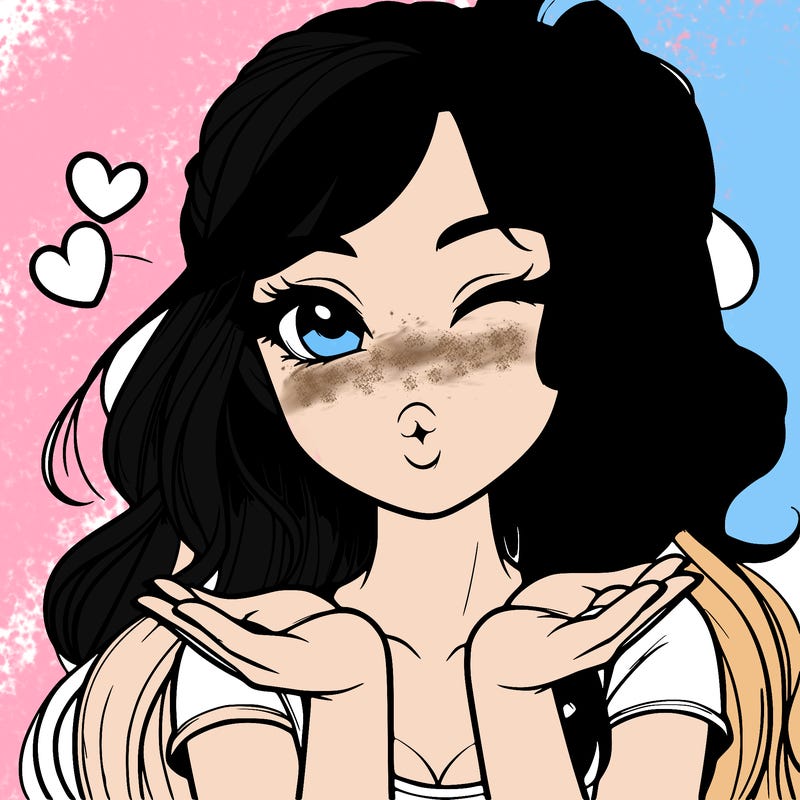 realistic girl winking and blowing a kiss while making heart hands