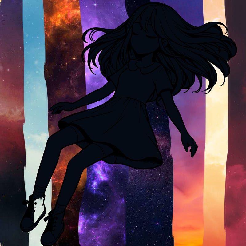 realistic girl floating