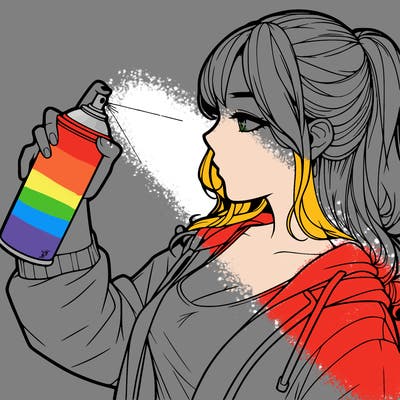 a realistic girl spray, painting