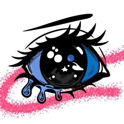 a realistic crying eye