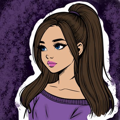 realistic girl with a high ponytail