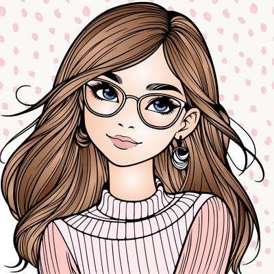 realistic girl with glasses