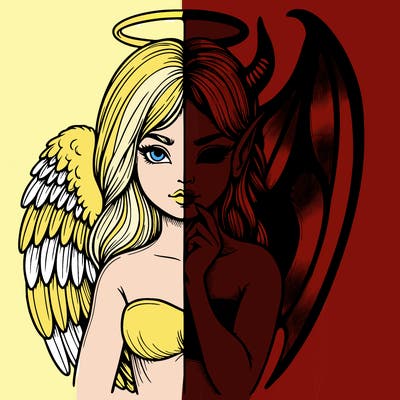 realistic angel half demon