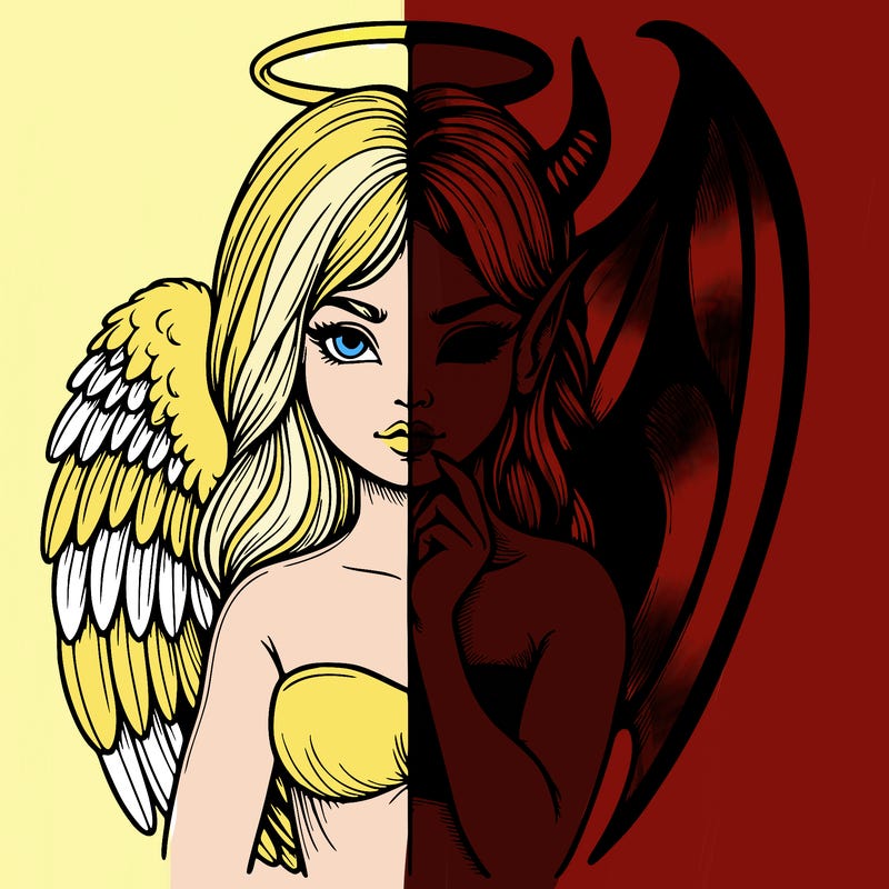 realistic angel half demon