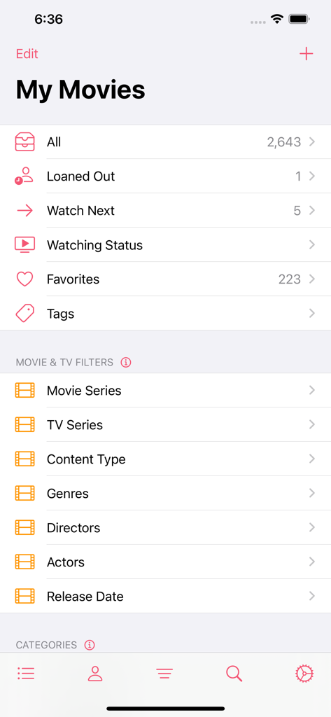 MovieBuddy Pro: Movie Tracker - MovieBuddy Pro app My Movies screen showing library organization with filters for genres and directors