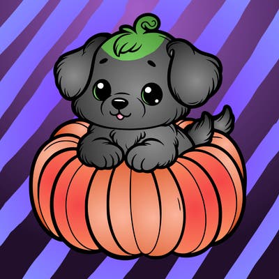 cute little puppy in a pumpkin