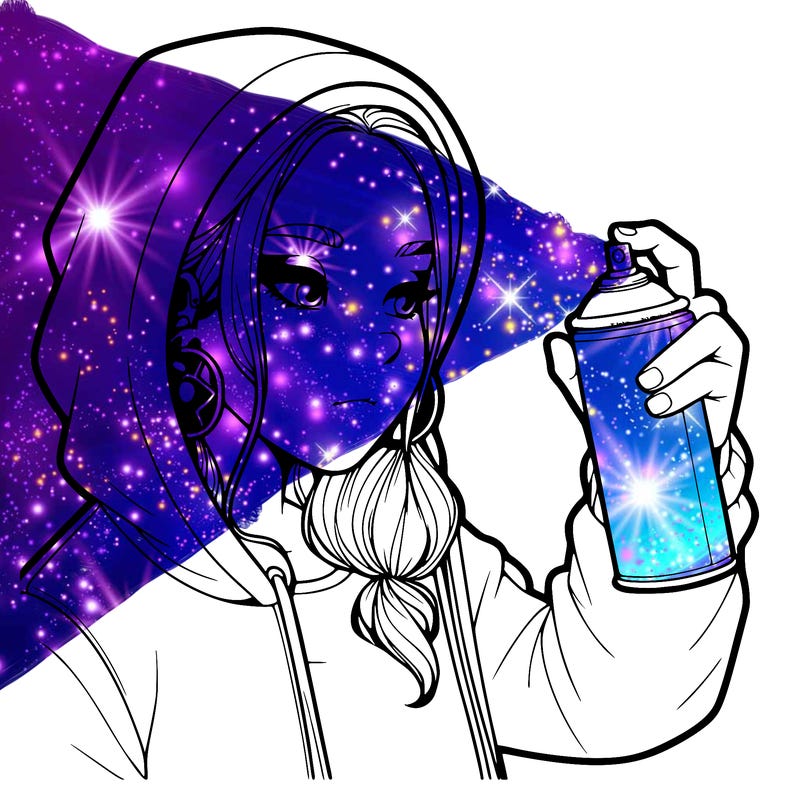 a realistic girl, spray painting