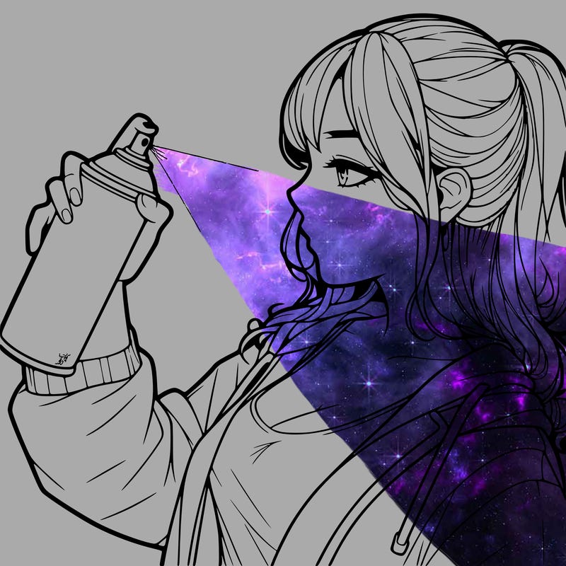 a realistic girl spray, painting