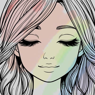 realistic girl with eyes closed