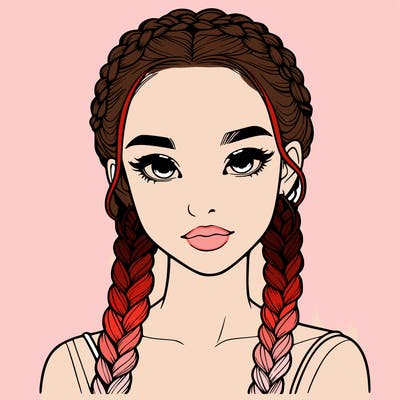 realistic girl with braids