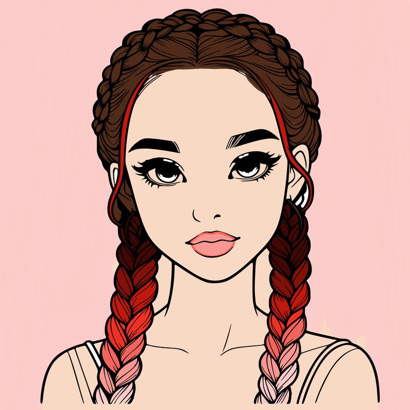 realistic girl with braids