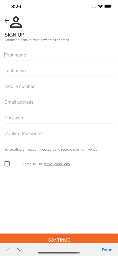 Yakoyo Abula Joint - Sign up page for the Yakoyo Abula Joint food delivery app.