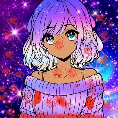 beautiful anime girl wearing a sweater