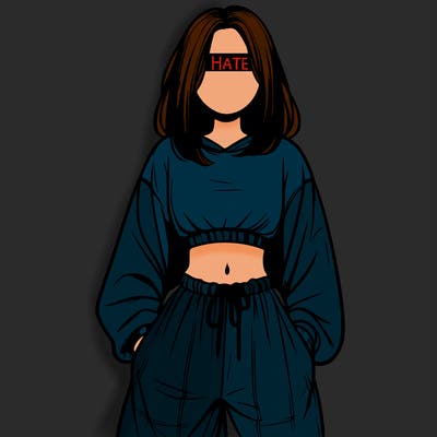 realistic girl faceless with baggy pants and a crop top