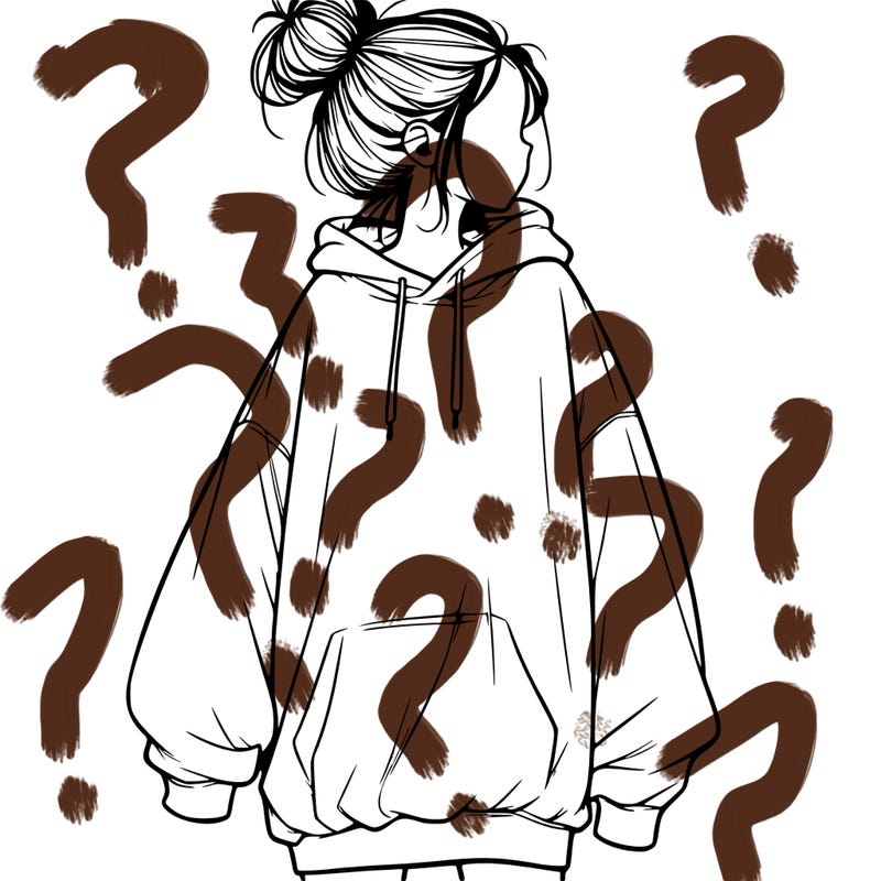 realistic girl with a oversized sweatshirt on and a bun