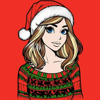 realistic lady in a christmas sweater