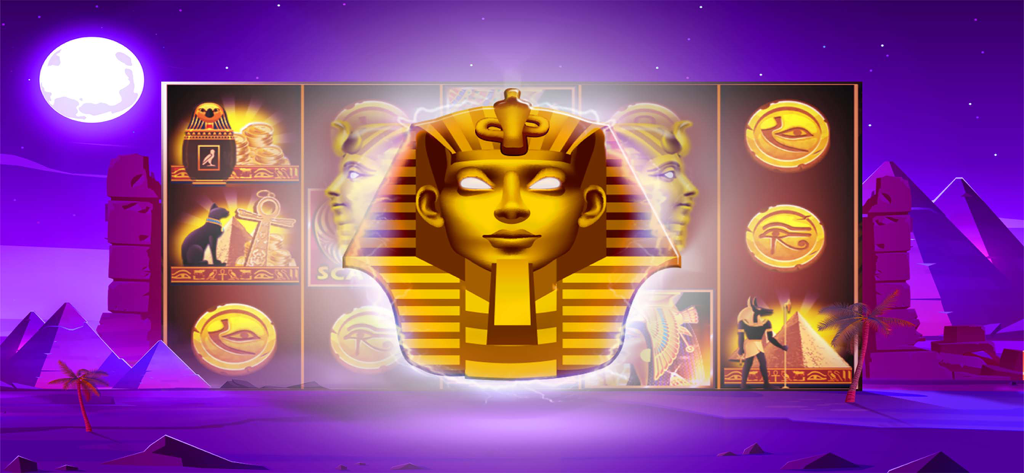 Casino World: Video Slots - Máquina tragamonedas de video con temática del Antiguo Egipto con un faraón dorado y pirámides