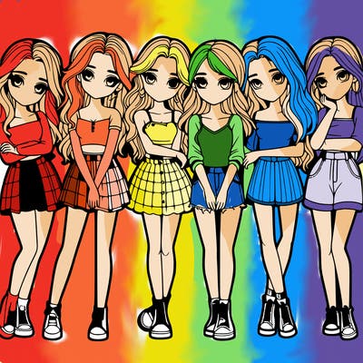 a group of girls realistic