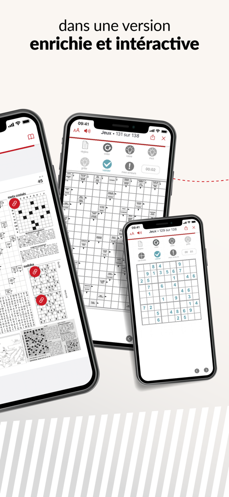 Interactive crossword and Sudoku puzzles on the Journal la NR app screens