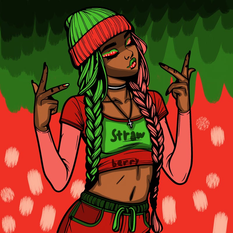 realistic teenage girl with braids and a beanie and crop top doing 🫶🏼