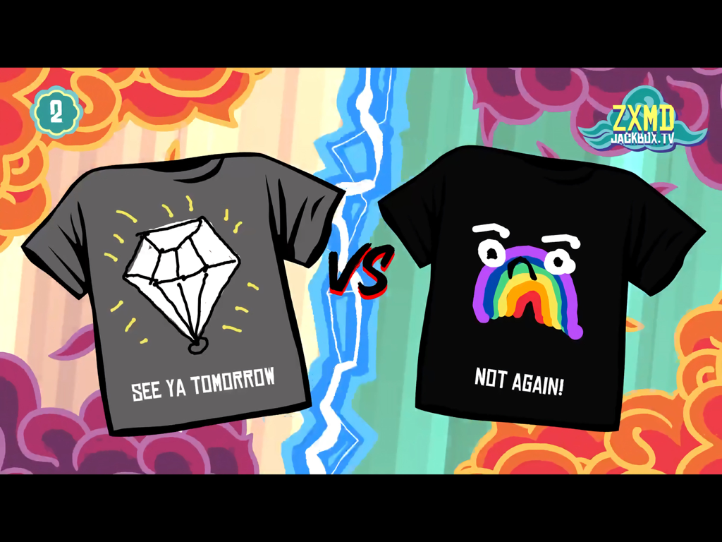 The Jackbox Party Starter - Due magliette personalizzate in una battaglia testa a testa dal gioco Tee KO in The Jackbox Party Starter