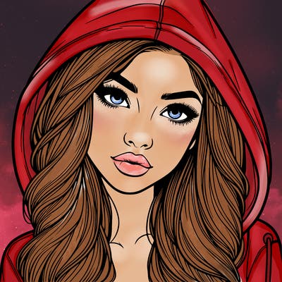 realistic beautiful girl with a hood on